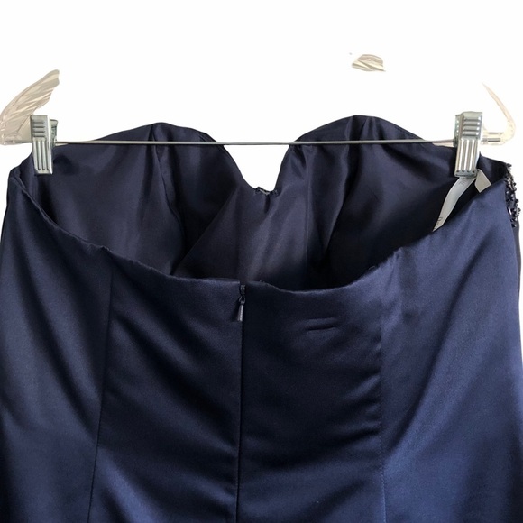 NWT David’s Bridal Satin Strapless A- line Bead Neckline gown maxi dress - Picture 6 of 9